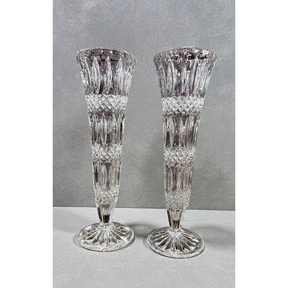 Genuine OTCO Lead Crystal Flower Bud Vases 9" Over 24% Pbo Made in West Germany